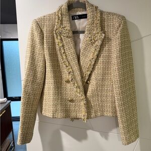 Zara Women's Beige Tweed Blazer